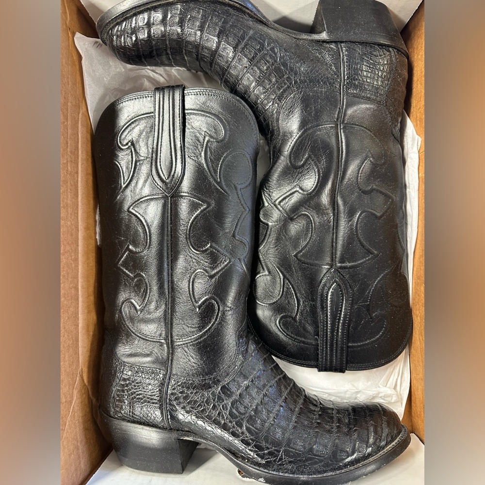 Lucchese Western Leather- crocodile Boots